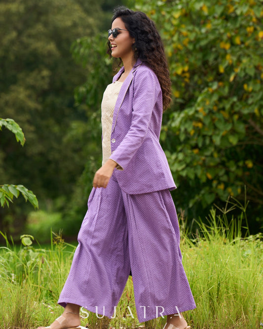 Lavender Jacquard Luxe Jacket – with Optional Co-ord Pants & Brocade Top