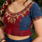 A Modern Royal ensemble - Stunning Jamdani Lehenga Choli with a monochrome blue base & contrast maroon and all over Zardosi embroidery - Shaded Dupatta Optional