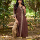 Modern Brown Cotton Overlapping Kurta with Statement Border Hand Block Design