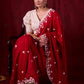 Ruby Red Chanderi Saree Adorned with All-Over Butta & Exquisite Embroidered Border