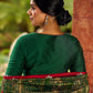Sophisticated Dark Green Viscose Printed Saree with Diamond-Studded Border & Pallu