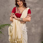Maroon Cotton Short Sleeve Blouse with Kalamkari Printed Neckline and Sleeve Border Detail