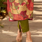 Classic deep rustic maroon kurta with detailed hand embroidery, statement olive and cream Pichwai artwork, and rich gold highlights
