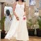 Trendy White Cotton Strappy Embroidered Motif  Dress with Inner