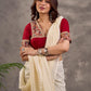 Maroon Cotton Short Sleeve Blouse with Kalamkari Printed Neckline and Sleeve Border Detail