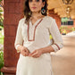 Hand embroidered off-white rayon kurta with delicate artistic detailing-pant optional