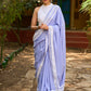 Pastel lavender modal blend saree with delicate lace borders and modern elegance