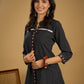 Classy black cotton ikat top with stylish lace details