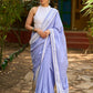 Pastel lavender modal blend saree with delicate lace borders and modern elegance