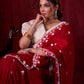 Ruby Red Chanderi Saree Adorned with All-Over Butta & Exquisite Embroidered Border
