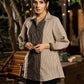 Classic Cream and Black Ajrakh Lines Shirt