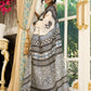 Pure silk saree with bold black block prints and timeless grace