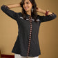 Classy black cotton ikat top with stylish lace details