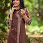 Modern Brown Cotton Overlapping Kurta with Statement Border Hand Block Design