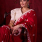 Ruby Red Chanderi Saree Adorned with All-Over Butta & Exquisite Embroidered Border