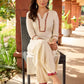 Hand embroidered off-white rayon kurta with delicate artistic detailing-pant optional
