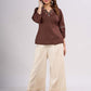 Classic Brown Cotton Top with Contemporary Neckline Highlighted with Ajrakh Border