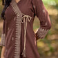 Modern Brown Cotton Overlapping Kurta with Statement Border Hand Block Design