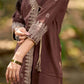 Modern Brown Cotton Overlapping Kurta with Statement Border Hand Block Design