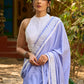 Pastel lavender modal blend saree with delicate lace borders and modern elegance
