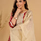 Scarlet Serenity Mirror Accent Kurta Set with Kantha Border and Dupatta