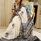 Pure silk saree with bold black block prints and timeless grace