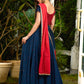 A Modern Royal ensemble - Stunning Jamdani Lehenga Choli with a monochrome blue base & contrast maroon and all over Zardosi embroidery - Shaded Dupatta Optional