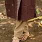 Modern Brown Cotton Overlapping Kurta with Statement Border Hand Block Design