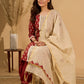 Scarlet Serenity Mirror Accent Kurta Set with Kantha Border and Dupatta