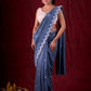 Steel Grey Chanderi Saree with Delicate Embroidered Butta & Scalloped Detailing