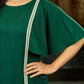 Evergreen Elegance Green Statement Sleeve Dress with Crochet Details