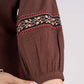 Classic Brown Cotton Top with Contemporary Neckline Highlighted with Ajrakh Border