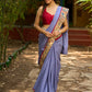 Dusty blue modal blend saree with handcrafted Madhubani border and artistic finesse
