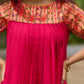 Blush Brocade Pleated Cotton-Silk Top with Additional Slit Pants