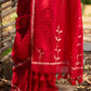 Striking Red Cotton Saree with Minimal Floral & Polka Print