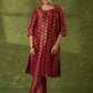 Beautiful Rust Self-Embellished Tissue Kurta - Pant Optional