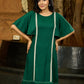 Evergreen Elegance Green Statement Sleeve Dress with Crochet Details