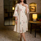 Radiant Ivory Floral Hand Block Printed Dress with Geometric Collar & Cuff