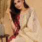 Scarlet Serenity Mirror Accent Kurta Set with Kantha Border and Dupatta