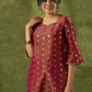 Beautiful Rust Self-Embellished Tissue Kurta - Pant Optional