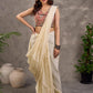 Cream and Rust Cotton Printed Sleeveless Blouse with Black Lace Detail
