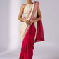 Festive off white haakoba cotton saree with bright chequered pink combination