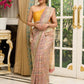Pure Chanderi hand block printed saree in pastel floral poetry