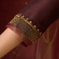 Exquisite Dark Brown Cotton Silk Kali Anarkali with Minimal Hand-Embroidered Neckline & Sleeves