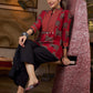 Luxe Maroon Ajrakh Animal Motif Top with Maroon Line Yoke and Silver Embellishments