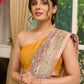 Pure Chanderi hand block printed saree in pastel floral poetry