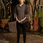 Luxe Ajrakh Lines and Dotted Black Cotton Shirt