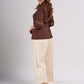 Classic Brown Cotton Top with Contemporary Neckline Highlighted with Ajrakh Border