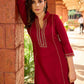 Festive maroon rayon kurta adorned with intricate hand embroidery detailing-pant optional