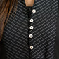 Blissful Black Gathered Cotton Top with Ikat Lines Yoke